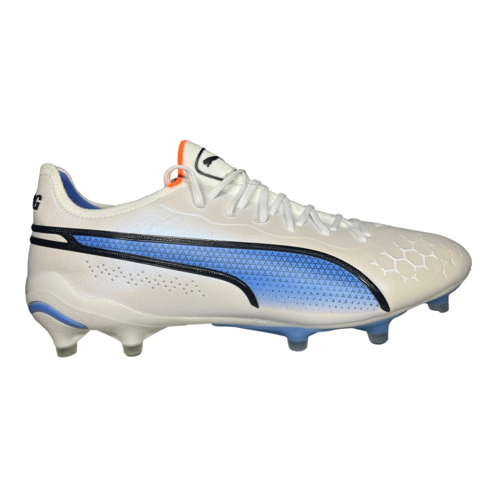 Puma King Ultimate FG AG White Blue Women's Soccer Cleats 107262-01 Size 9